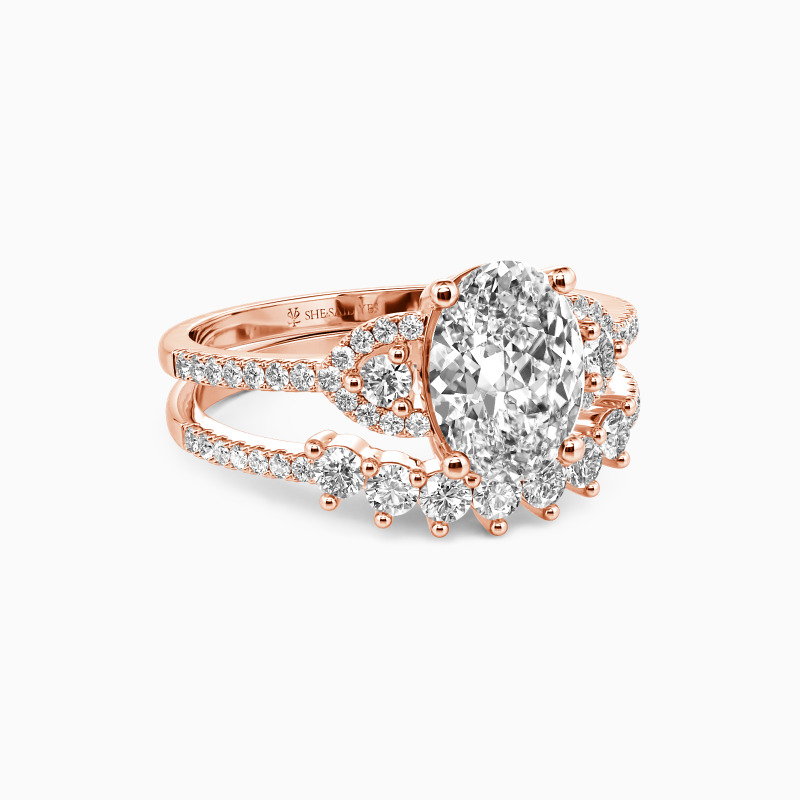 "One Love, One Life" Oval Cut 2pcs Bridal Set