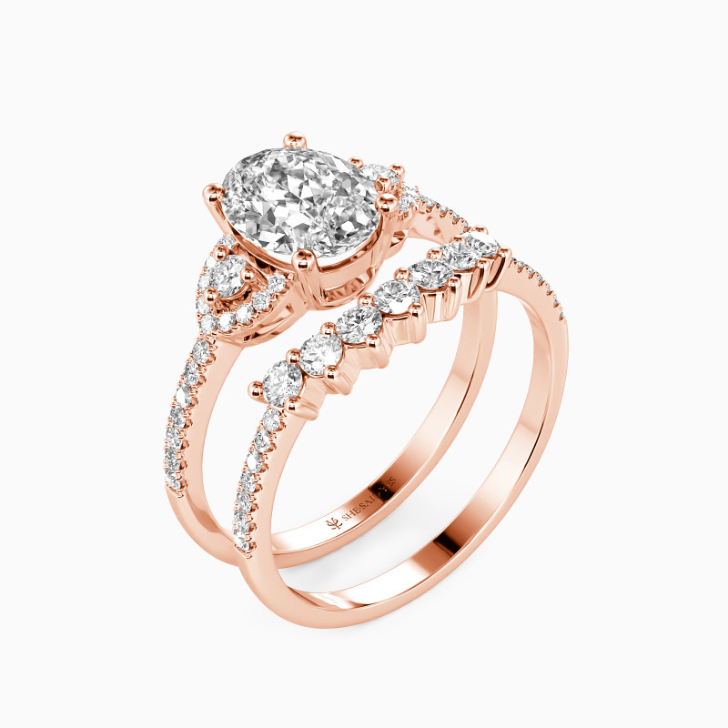 "One Love, One Life" Oval Cut 2pcs Bridal Set