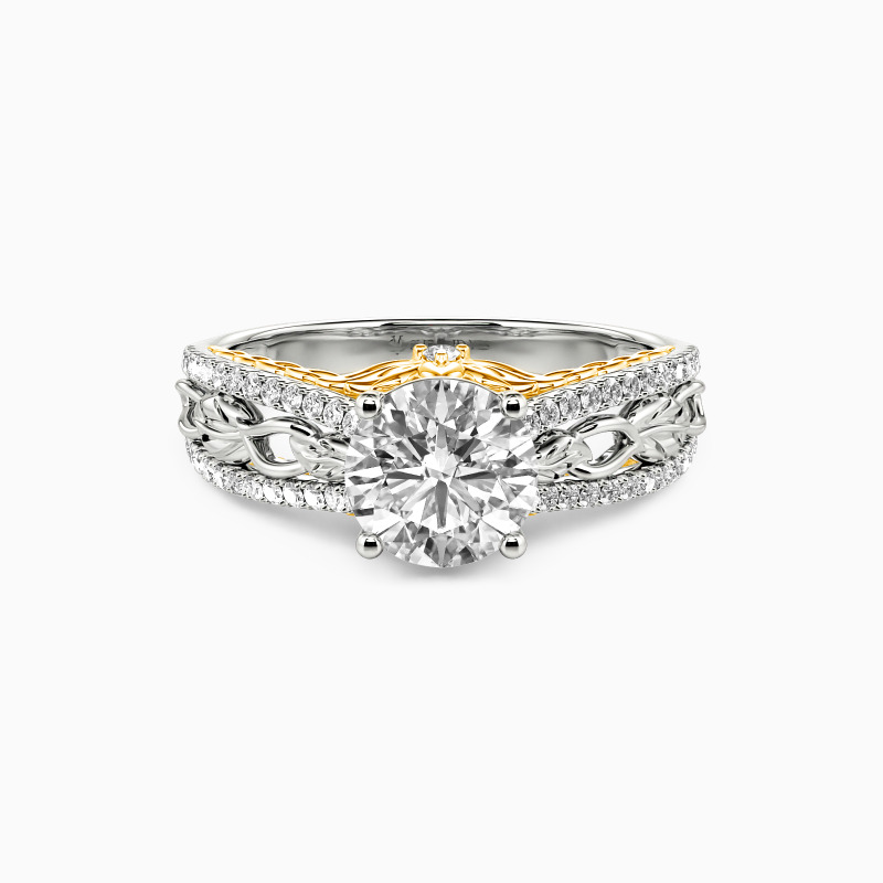 "When God Made You" Round Cut Side Stone Engagement Ring