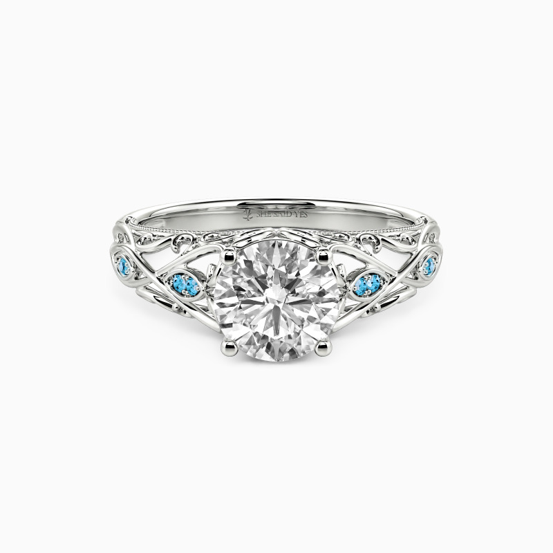 "How Sweet We Are" Round Cut Side Stone Engagement Ring