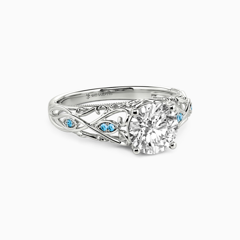 "How Sweet We Are" Round Cut Side Stone Engagement Ring