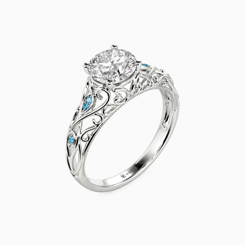 "How Sweet We Are" Round Cut Side Stone Engagement Ring