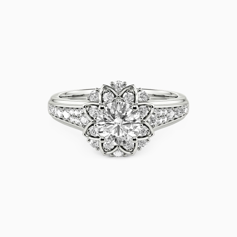 "With Every Beat Of My Heart" Round Cut Halo Engagement Ring