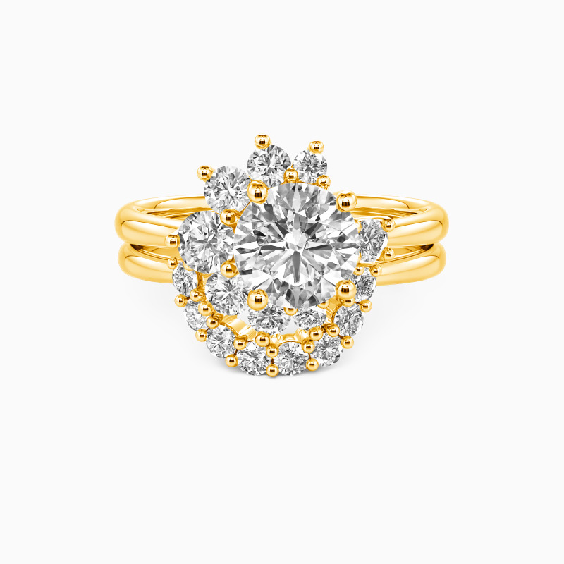 "I Do Anything for You" Round Cut 2pcs Cluster Bridal Set