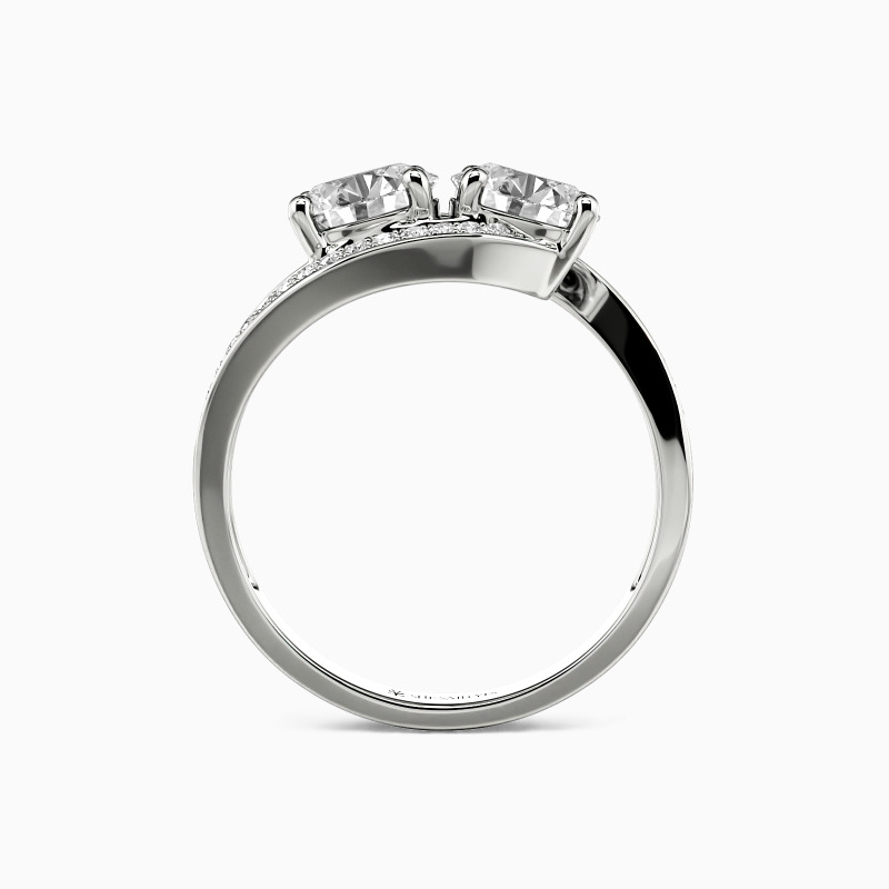 "Embracing Heart" Round Cut Side Stone Engagement Ring