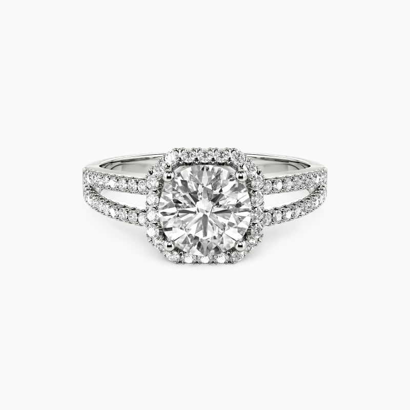 "As If In Love" Round Cut Halo Engagement Ring