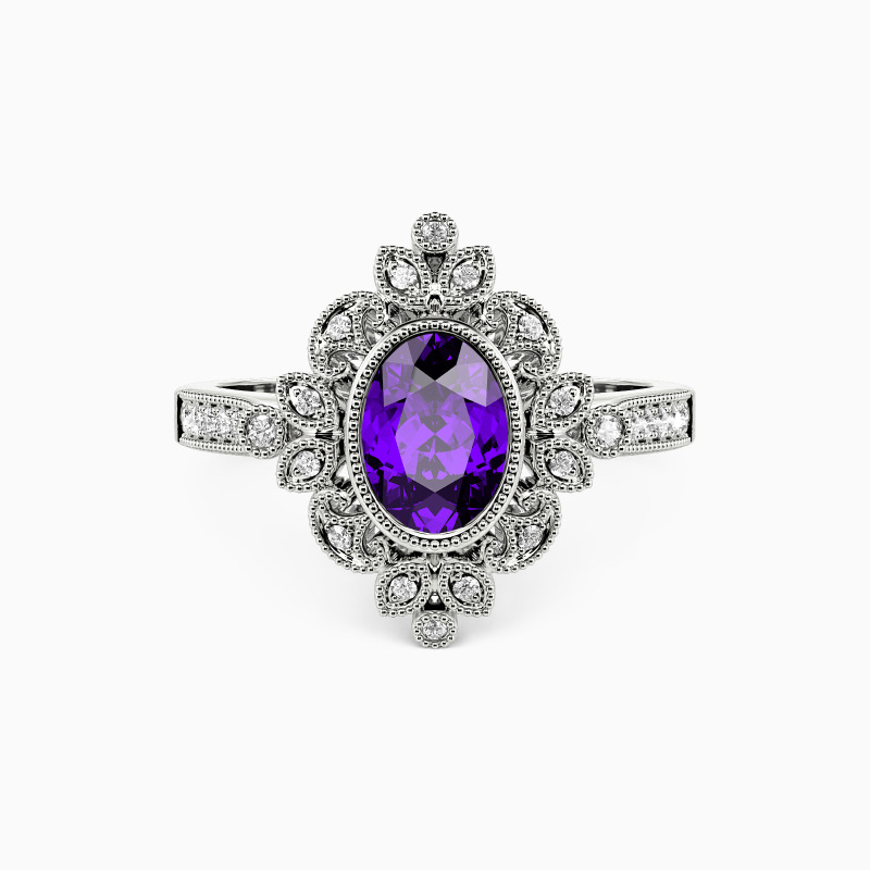 "Flower in the Mirror" Oval Cut Halo Engagement Ring