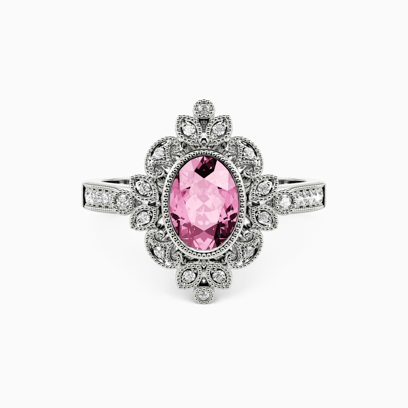 "Flower in the Mirror" Oval Cut Halo Engagement Ring
