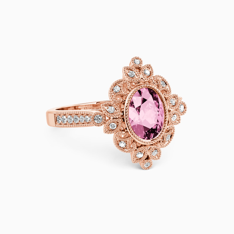 "Flower In The Mirror" Oval Cut Halo Engagement Ring