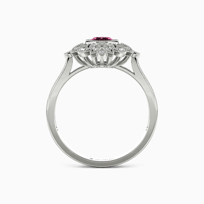 "Flower In The Mirror" Oval Cut Halo Engagement Ring
