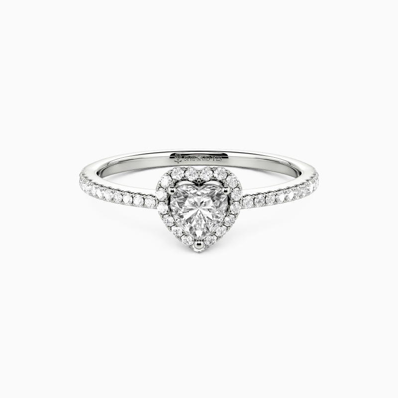 「ずっと離れない」 Pt950/K18 ハートカット ヘイロー 婚約指輪 0.3ct 