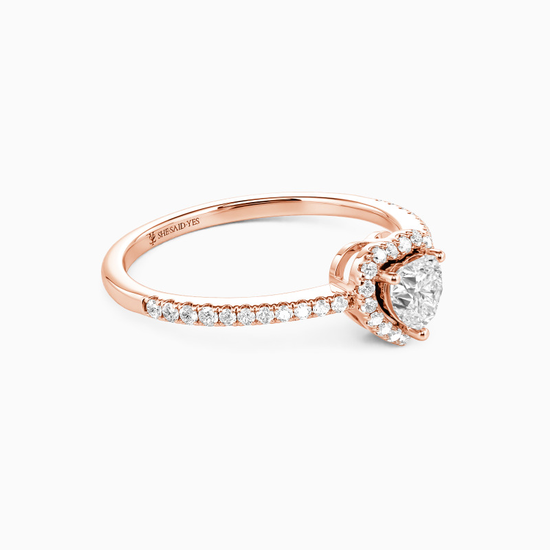 "Du Bist Mein Ein und Alles" Halo Verlobungsring 0,8 ct Herzschliff