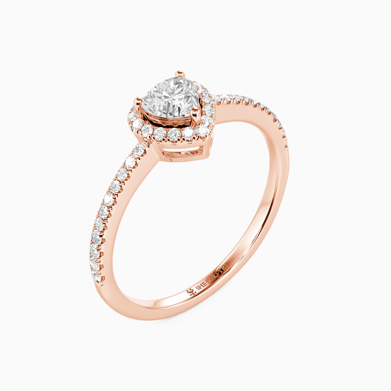 "Du Bist Mein Ein und Alles" Halo Verlobungsring 0,8 ct Herzschliff