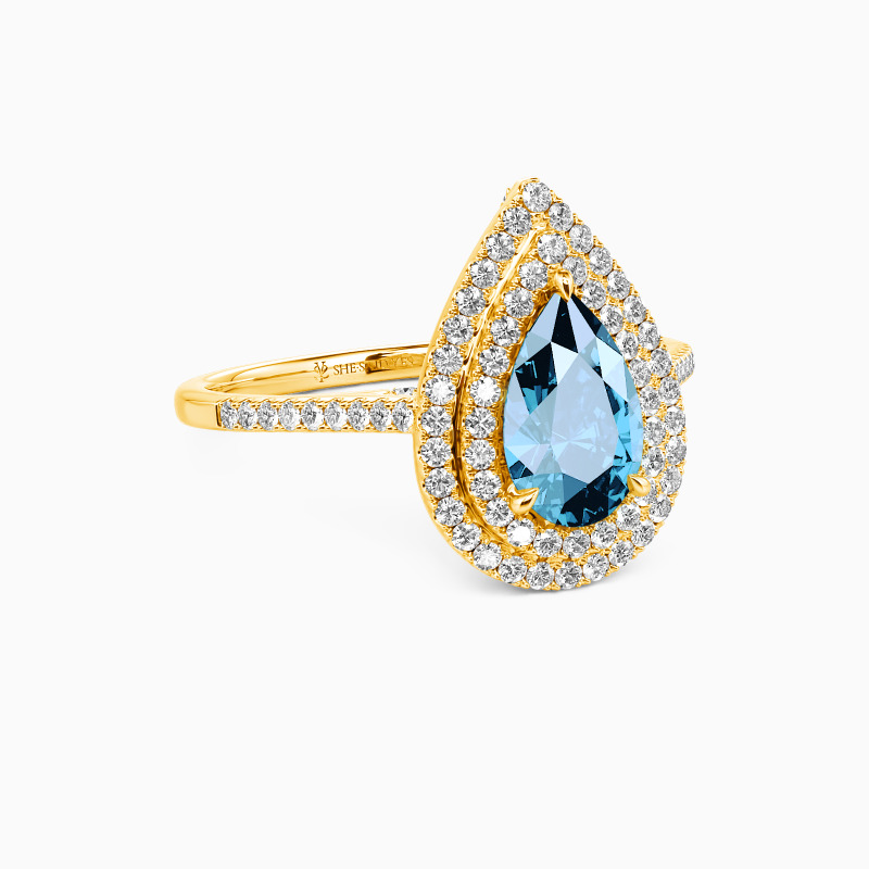 "You Are The World" 2ct Pear Cut Halo Engagement Ring