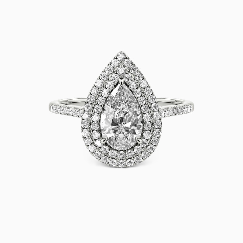 "You Are The World" 1ct Pear Cut Halo Engagement Ring