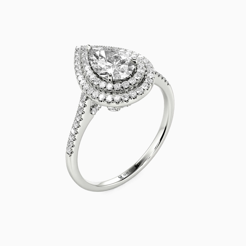 "You Are The World" 1ct Pear Cut Halo Engagement Ring