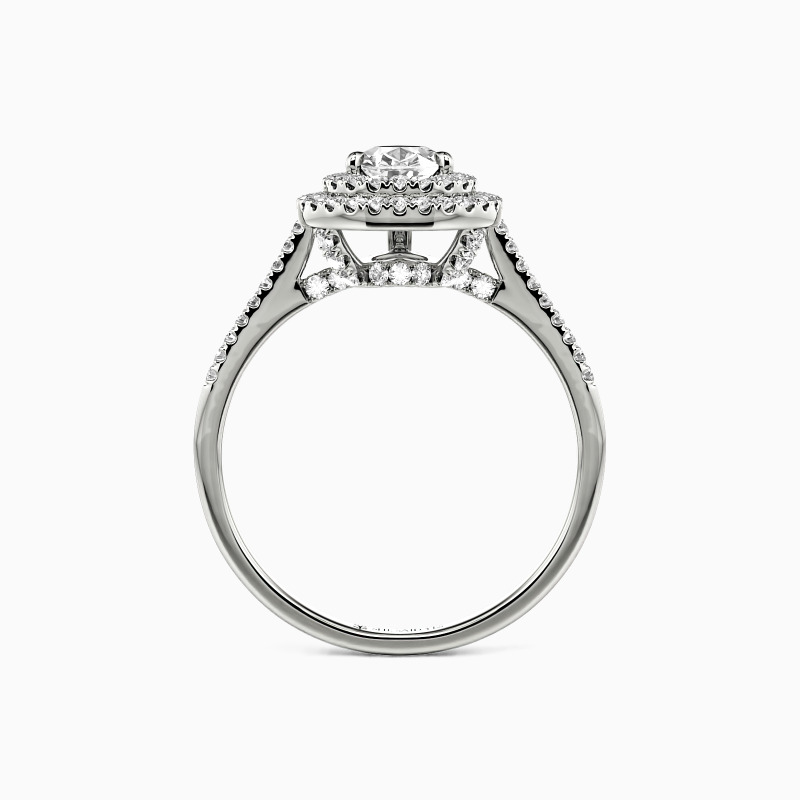 "You Are The World" 1ct Pear Cut Halo Engagement Ring