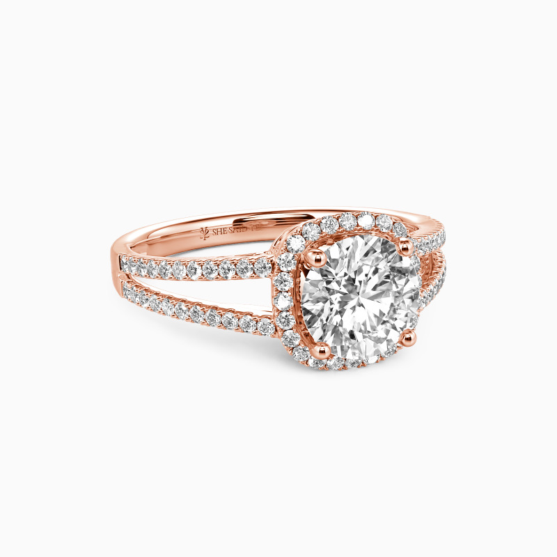 "My Heart Is Beating For You" Round Cut Halo Engagement Ring
