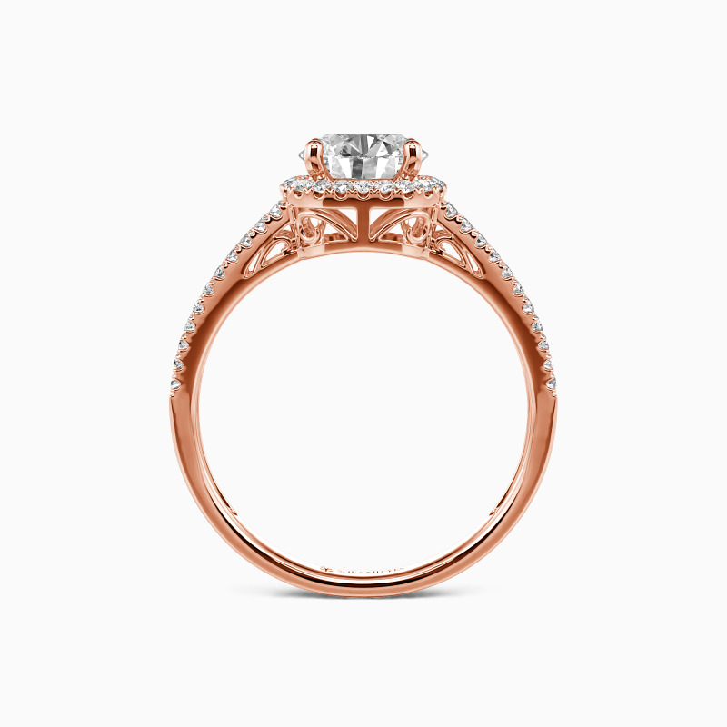 "My Heart Is Beating For You" Round Cut Halo Engagement Ring