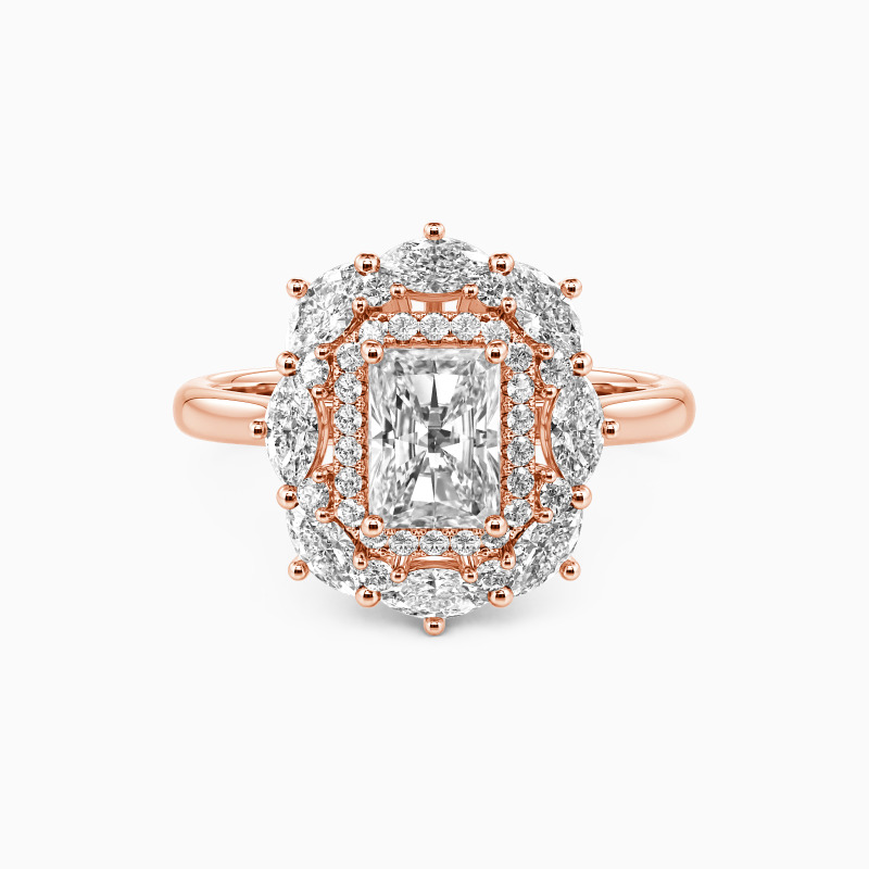 "Best for You" Radiant Cut Cluster Halo Engagement Ring