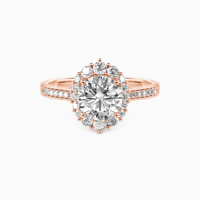 "Pour toi mon amour" Rundschliff Halo Verlobungsring