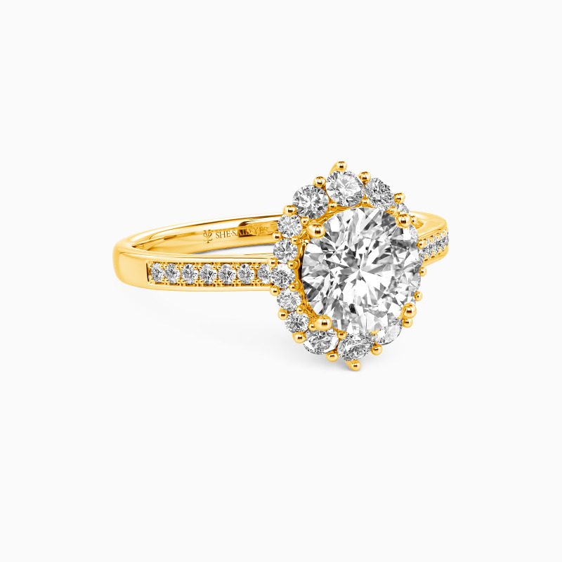 "For You My Love" Round Cut Halo Engagement Ring