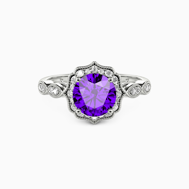 "Flower Queen" Round Cut Halo Engagement Ring