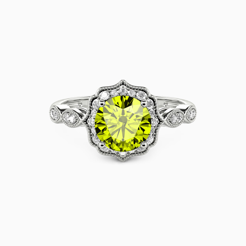 "Flower Queen" Round Cut Halo Engagement Ring