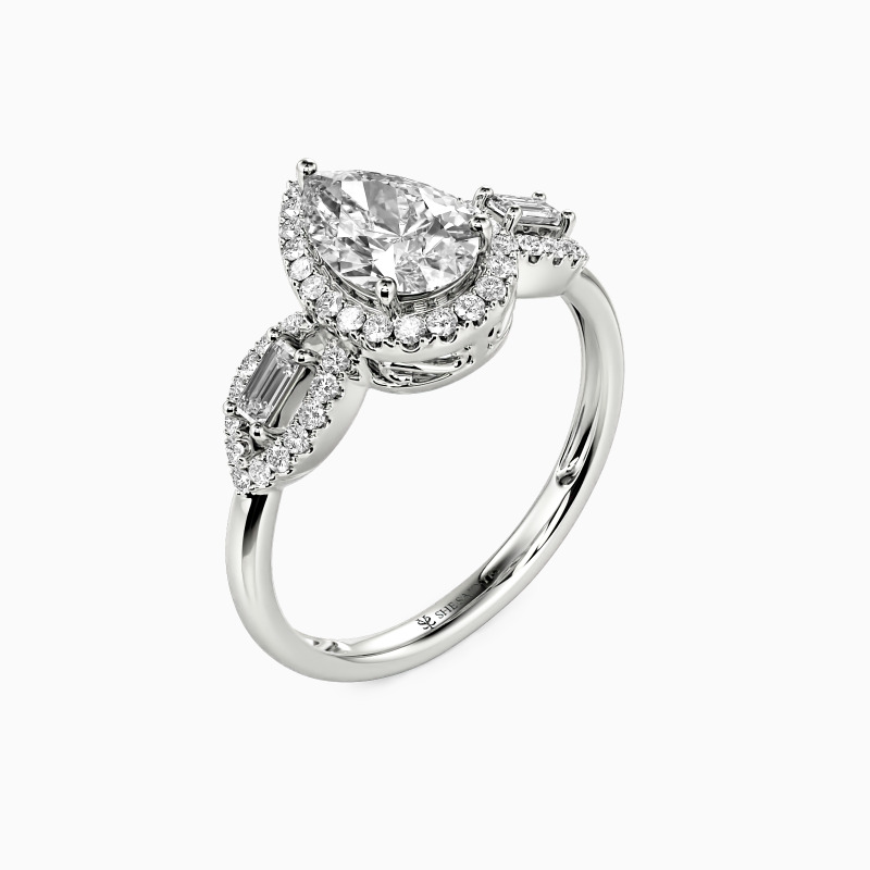 "Never Separate" Pear Cut Halo Engagement Ring