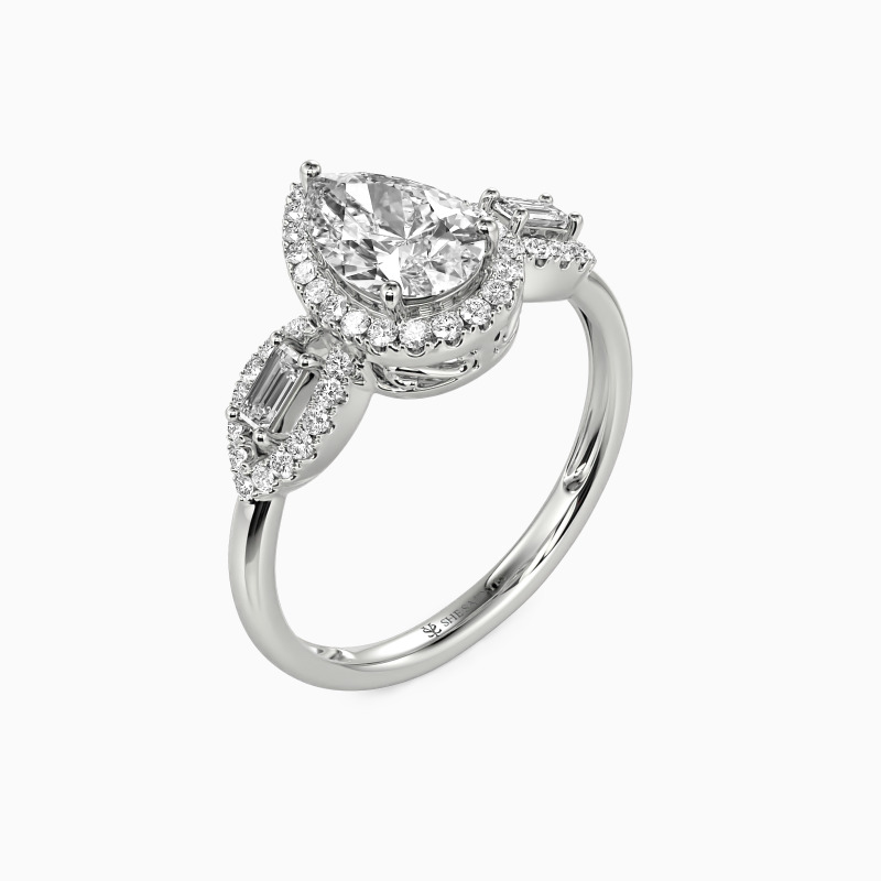 "Never Separate" Pear Cut Halo Engagement Ring