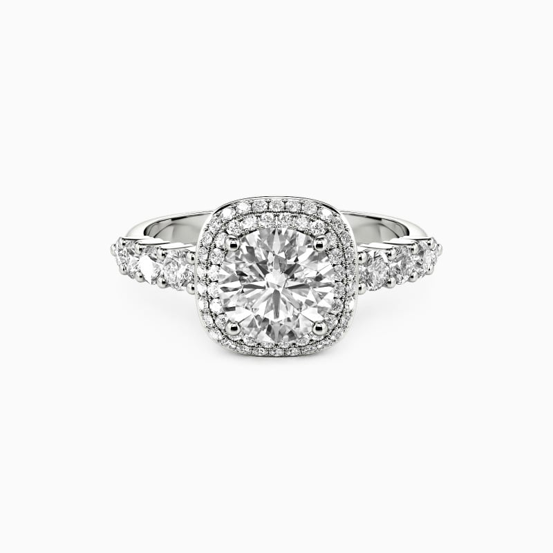 "Promised Happiness" Round Cut Halo Engagement Ring