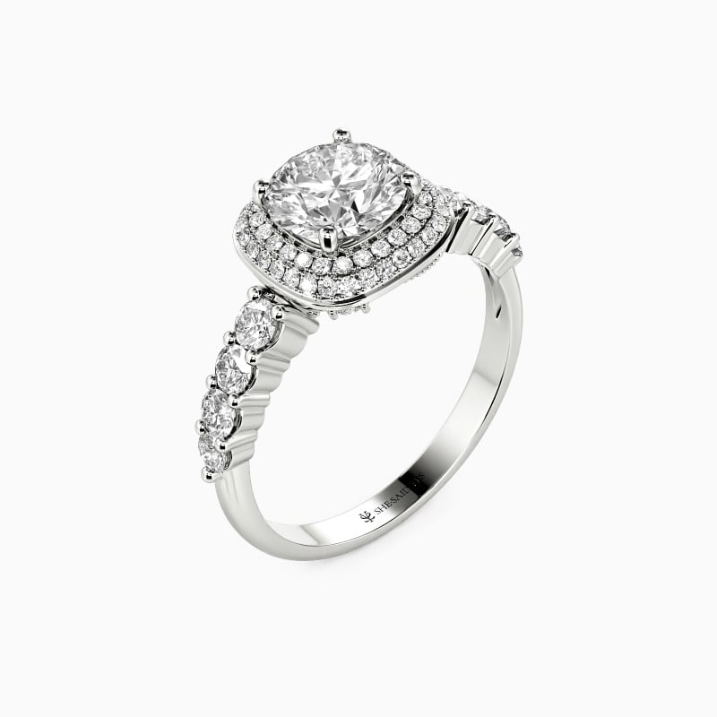 "Promised Happiness" Round Cut Halo Engagement Ring