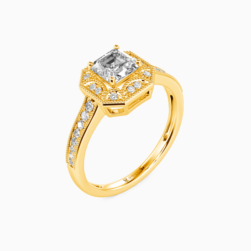 "Romance Forever" Asscher Cut Halo Engagement Ring