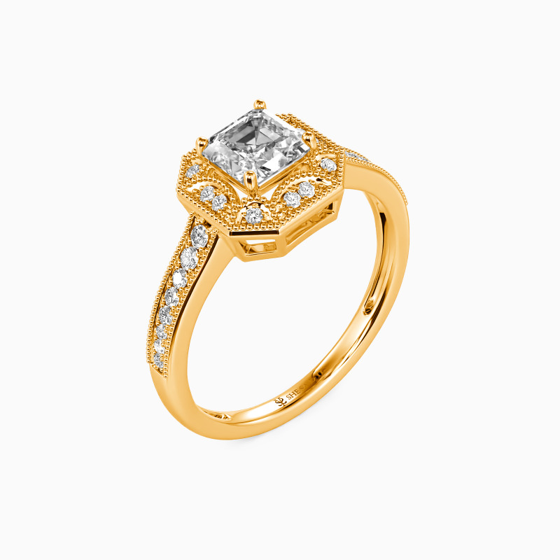 "Romance Forever" Asscher Cut Halo Engagement Ring