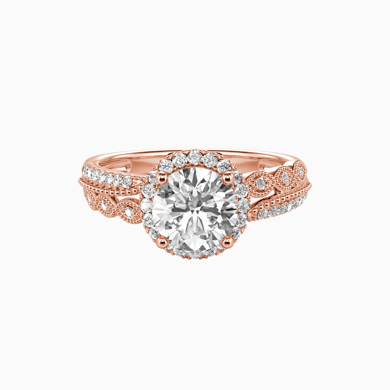 "Always Together" Round Cut Halo Engagement Ring