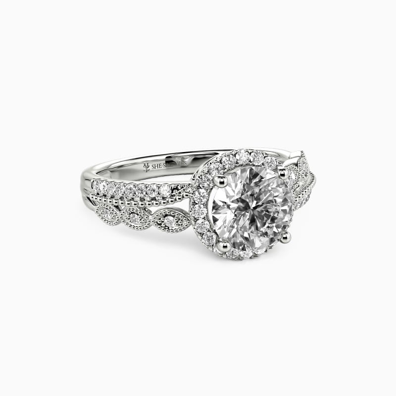 "Always Together" Round Cut Halo Engagement Ring