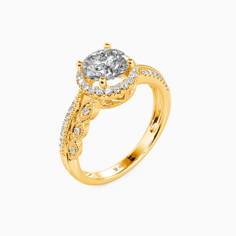 "Always Together" Round Cut Halo Engagement Ring