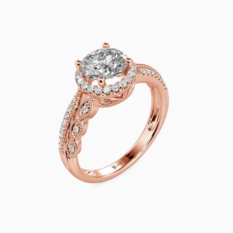 "Always Together" Round Cut Halo Engagement Ring