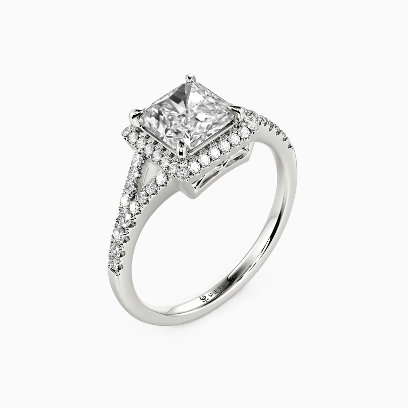"The Vow Of Marriage" Radiant Cut Halo Engagement Ring