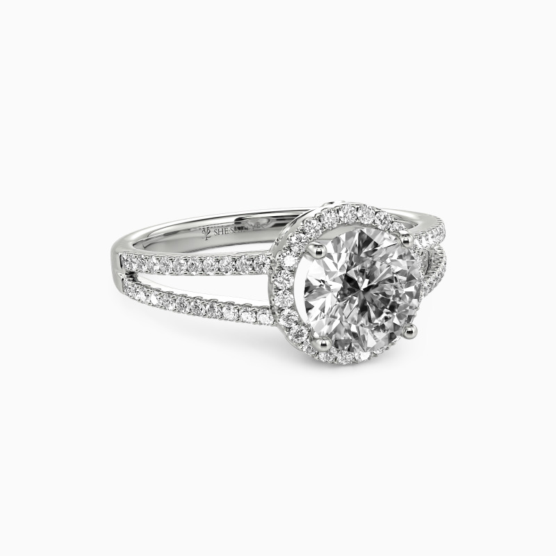 "My Queen Forever " Round Cut Halo Engagement Ring