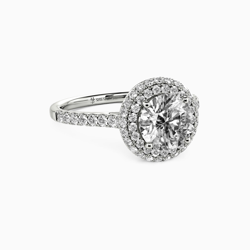 "You Are the One" Round Cut Halo Engagement Ring