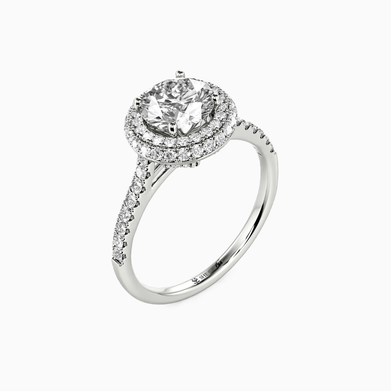 "You Are the One" Round Cut Halo Engagement Ring