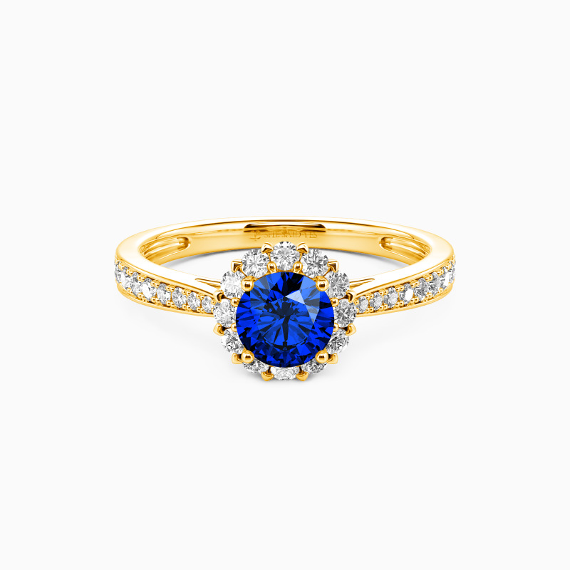 "Tu es mon tout" Bague de fiançailles halo taille ronde