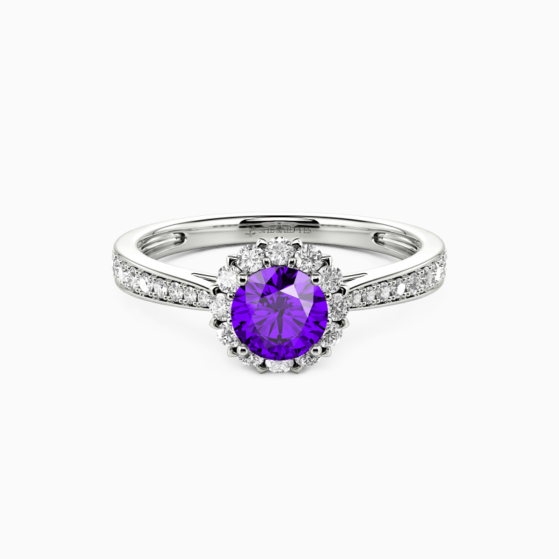 "Tu es mon tout" Bague de fiançailles halo taille ronde