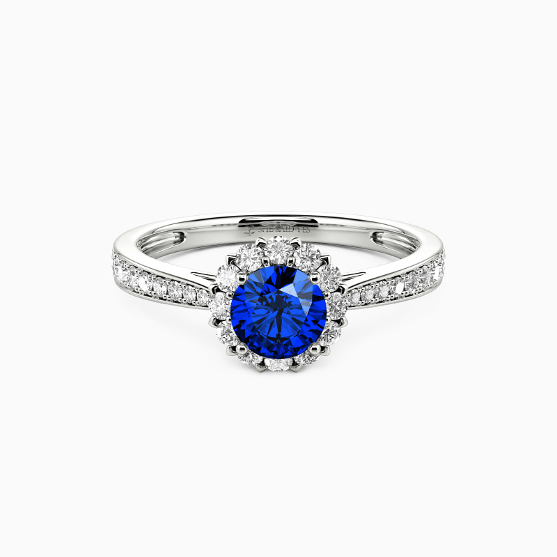 "Tu es mon tout" Bague de fiançailles halo taille ronde