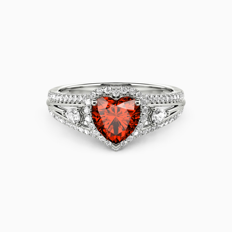 "Deep In Heart" Heart Cut Halo Engagement Ring