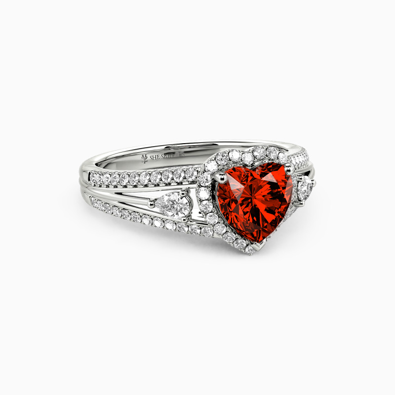 "Deep In Heart" Heart Cut Halo Engagement Ring