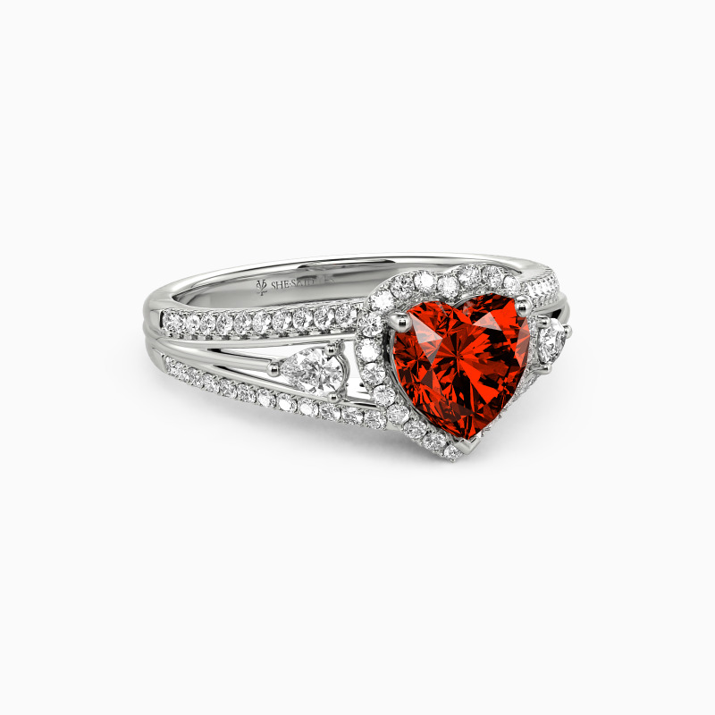 "Deep In Heart" Heart Cut Halo Engagement Ring