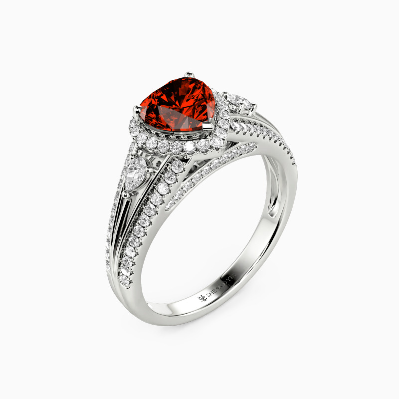 "Deep In Heart" Heart Cut Halo Engagement Ring