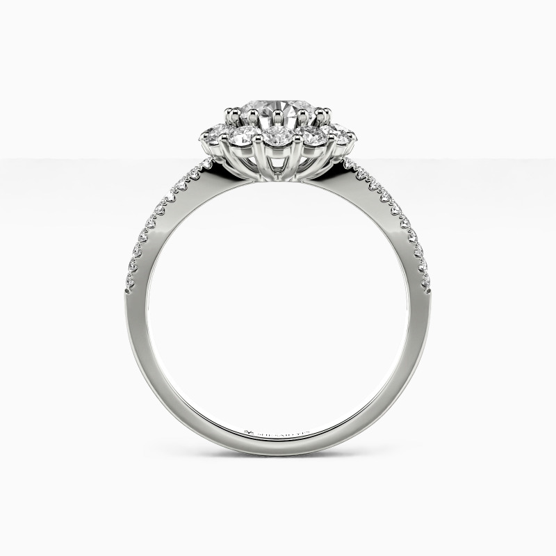 "Flower Shadow" Round Cut Halo Engagement Ring